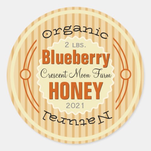 Organic Blueberry Personalized Honey Jar Classic Round Sticker