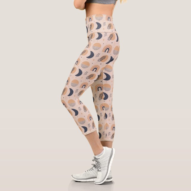 Organic Boho Pattern Capri Leggings (Left)