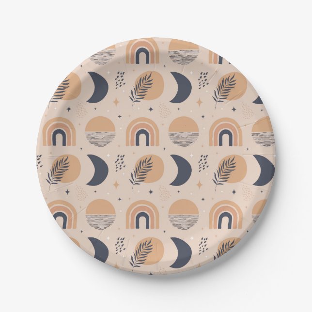 Organic Boho Pattern Paper Plates (Front)