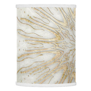 Organic boho style sunburst mandala golden white lamp shade