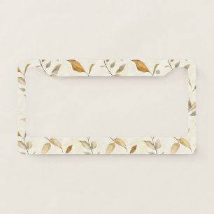 Organic Botanical Leaf and Twig Earthy Brown License Plate Frame