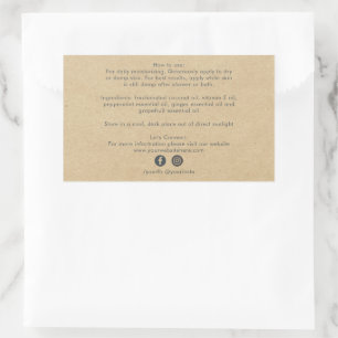 Organic Business Beauty Product Ingredients Kraft Rectangular Sticker