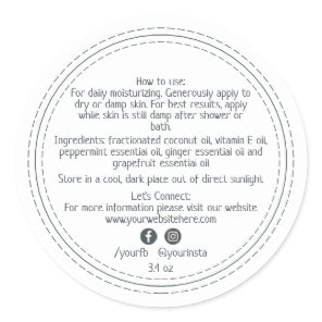 Organic Business Beauty Product Ingredients White Classic Round Sticker