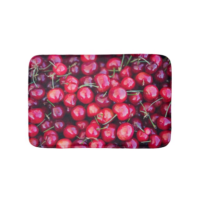 Organic California Cherries Celebration Bath Mat (Front)