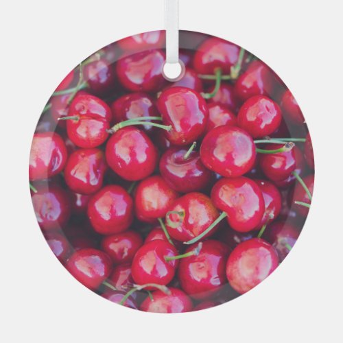 Organic California Cherries Celebration Glass Ornament