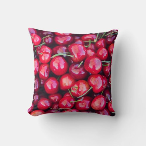 Organic California Cherries Celebration Throw Pillow