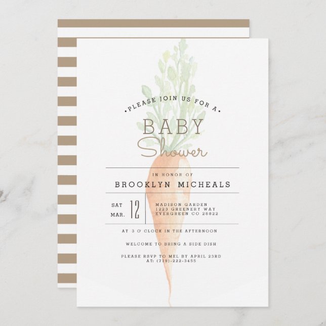 Organic Carrot | Veggie | Watercolor Baby Shower Invitation (Front/Back)