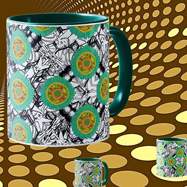 Organic Chaos Bold Pattern w/Green Certainty. Mug (Organic Chaos)