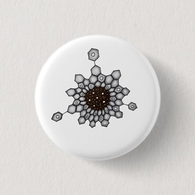Organic Chemistry Aromatic Structure Space Stars Button (Front)
