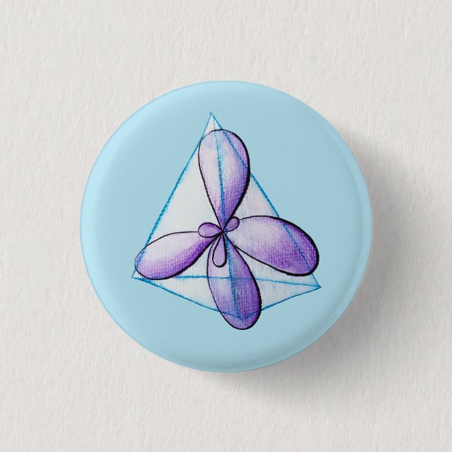 Organic Chemistry Art – Methane Molecule Drawing Button (Front)