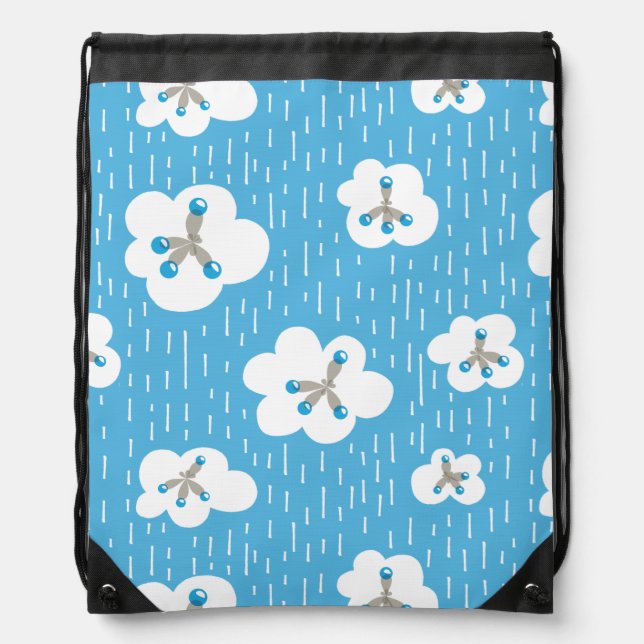 Organic Chemistry Molecule Pattern Blue Geek Drawstring Bag (Front)