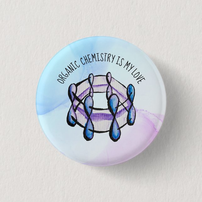 Organic Chemistry Molecule: Science Lover Button (Front)