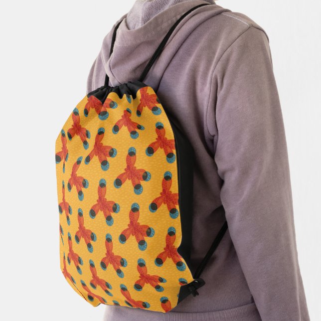 Organic chemistry orange molecules pattern science drawstring bag (Insitu)