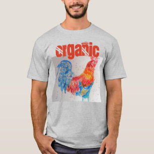 Organic Chicken Watercolour Red Rooster T Shirt