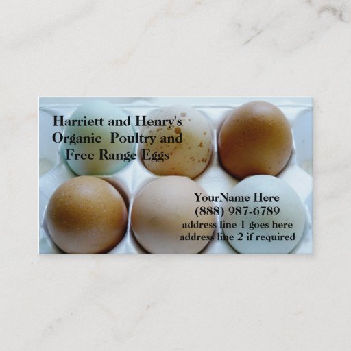 Customizable Organic Chickens and Eggs  Business Cards
