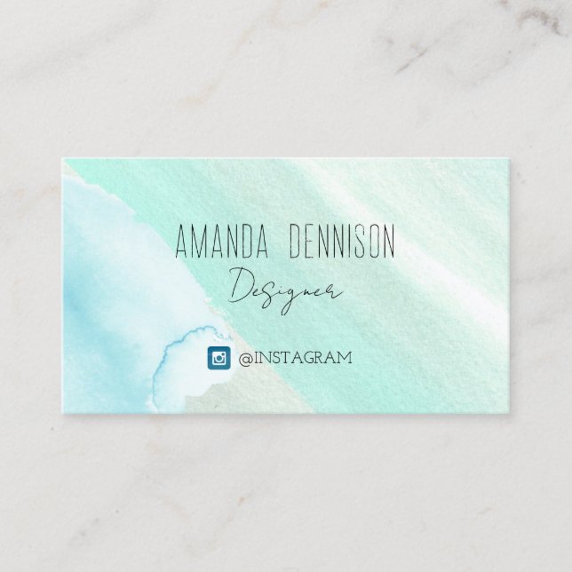 Organic Coastal Waters Watercolor Business Card (Front)