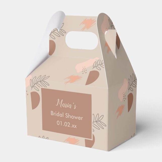 Organic Collage Leaf Earth Tone Wedding Favor Boxes (Front Side)