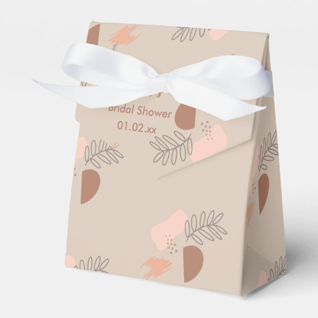 Organic Collage Leaf Earth Tone Wedding Favor Boxes (Front Side)