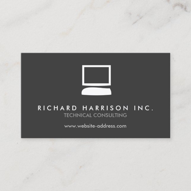 ORGANIC COMPUTER LOGO White/Gray Business Card (Front)