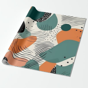 Organic Coral Teal Biomorphic Abstract Pattern Wrapping Paper