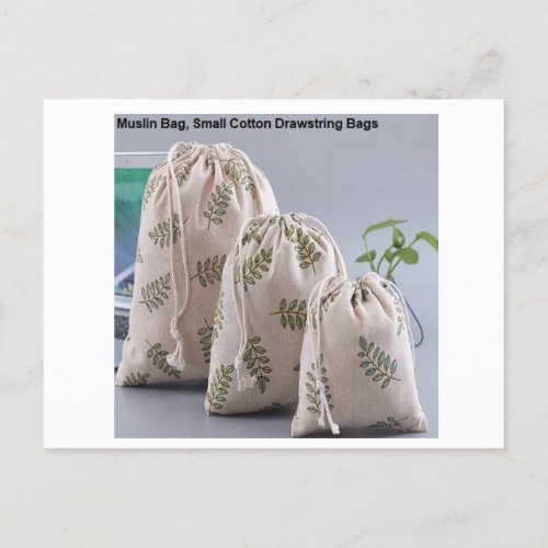 Organic Cotton Muslin Bag Cotton Tea Bag Pouch Postcard