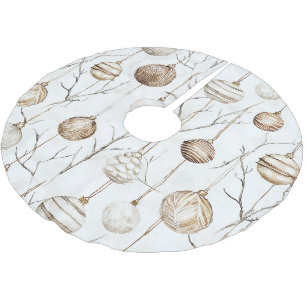 Organic Cream Tan Christmas Ornaments Brushed Polyester Tree Skirt