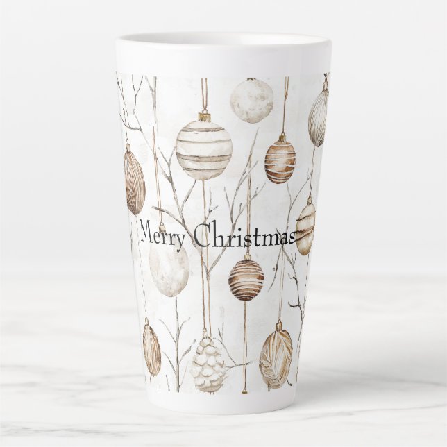 Organic Cream Tan Christmas Ornaments Latte Mug (Front)