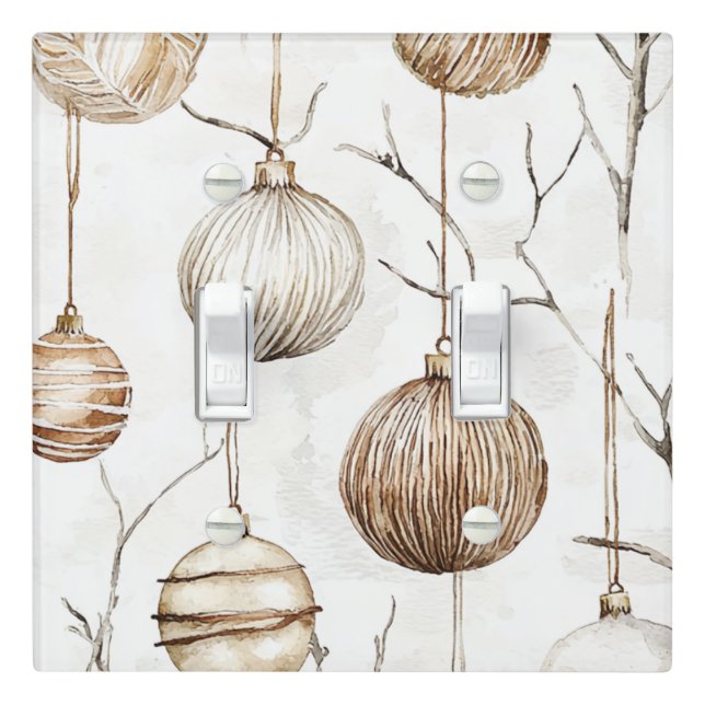 Organic Cream Tan Christmas Ornaments Light Switch Cover (In Situ)