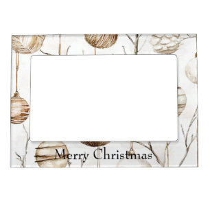 Organic Cream Tan Christmas Ornaments Magnetic Frame
