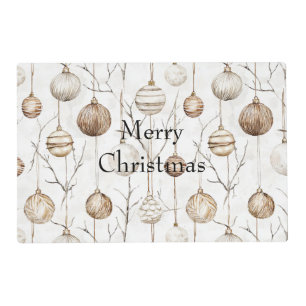 Organic Cream Tan Christmas Ornaments Placemat