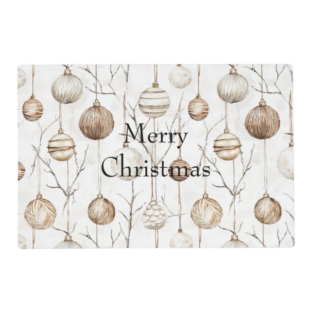 Organic Cream Tan Christmas Ornaments Placemat (Front)