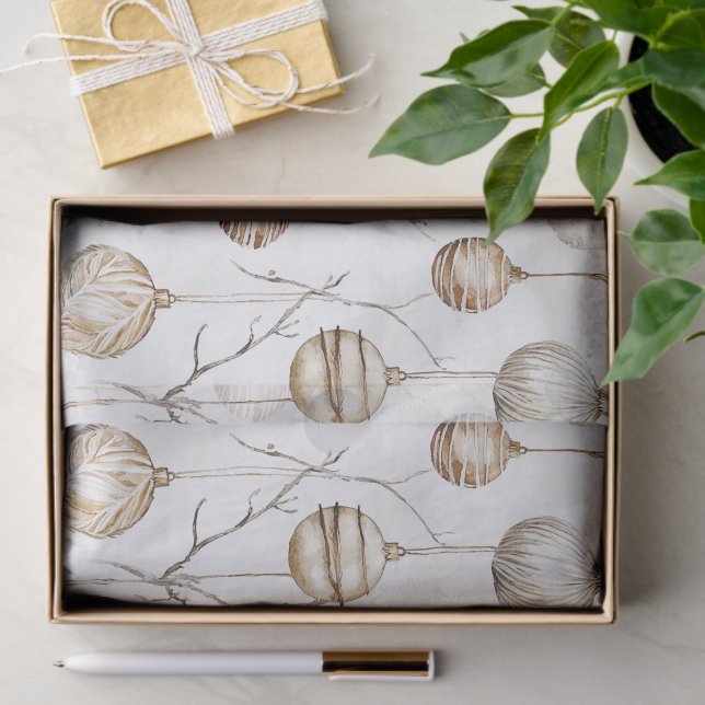Organic Cream Tan Christmas Ornaments Tissue Paper (Gift)