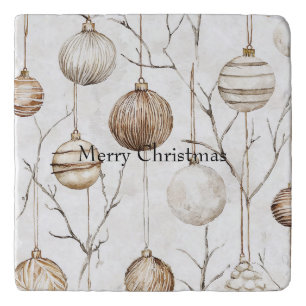 Organic Cream Tan Christmas Ornaments Trivet