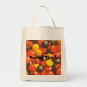 Organic Custom Grocery Bag Reese's Pieces Candies by MoodsOfMaggie at Zazzle