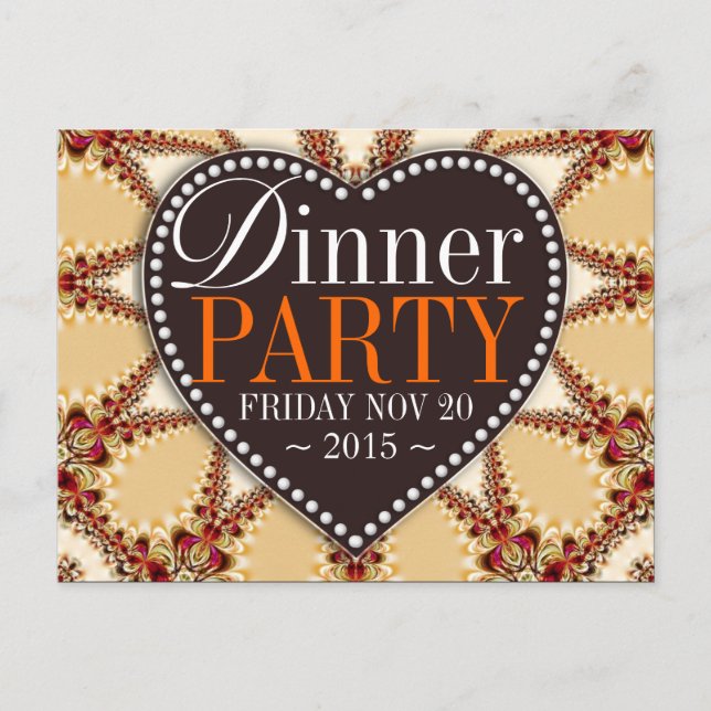 Organic Decor Dinner Party Invite Post Cards (Front)