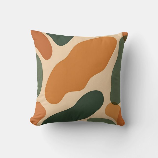 Organic Earth Tone Abstract Shapes Pattern Throw Pillow (Front)