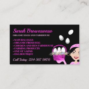 Organic egg chicken hen farmhouse black business card