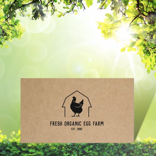 Organic Egg Farm Farmhouse Rustic Chicken  Business Card