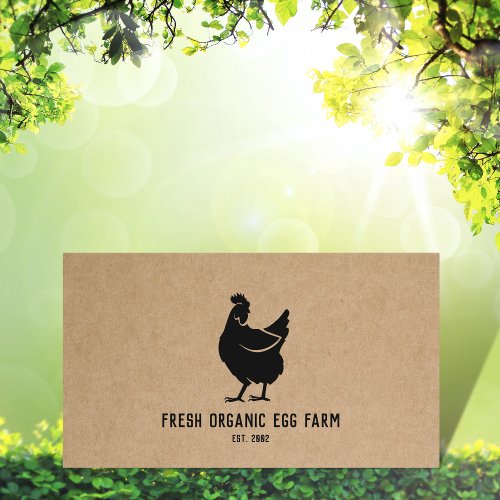 Organic Egg Farm Farmhouse Rustic Chicken  Business Card