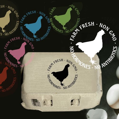 ORGANIC EGGS CARTON LABEL White Hen on Black 