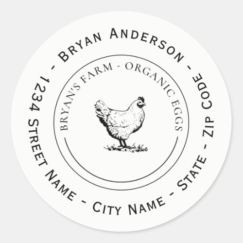 Organic Eggs Chicken Farm Return Address Label