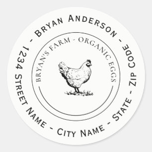 Organic Eggs Chicken Farm Return Address Label