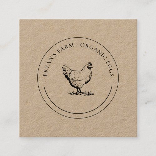 Organic Eggs Chicken Premium Kraft Square Business Card