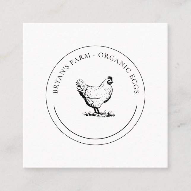 Organic Eggs Chicken Square Business Card (Front)