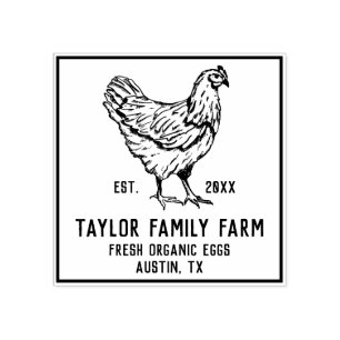 Organic Eggs Family Farm Vintage Rustic Chicken Ru Rubber Stamp