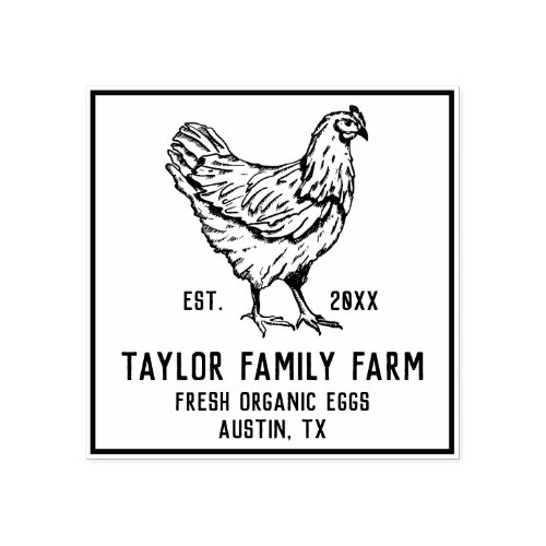 Organic Eggs Family Farm Vintage Rustic Chicken Ru Rubber Stamp