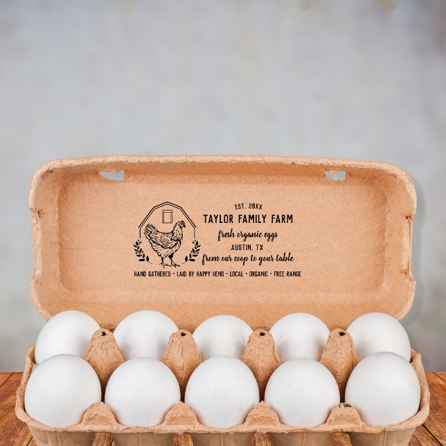Organic Eggs Family Farm Vintage Rustic Chicken Ru Rubber Stamp (Creator Uploaded)