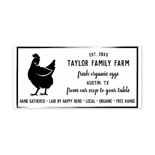 Organic Eggs Family Farm Vintage Rustic Chicken Ru Rubber Stamp