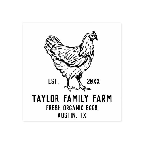 Organic Eggs Family Farm Vintage Rustic Chicken Rubber Stamp