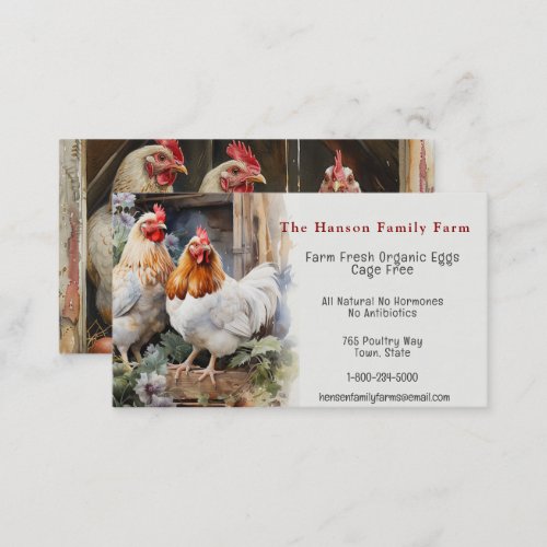 Organic Eggs Farm Chickens    Business Card